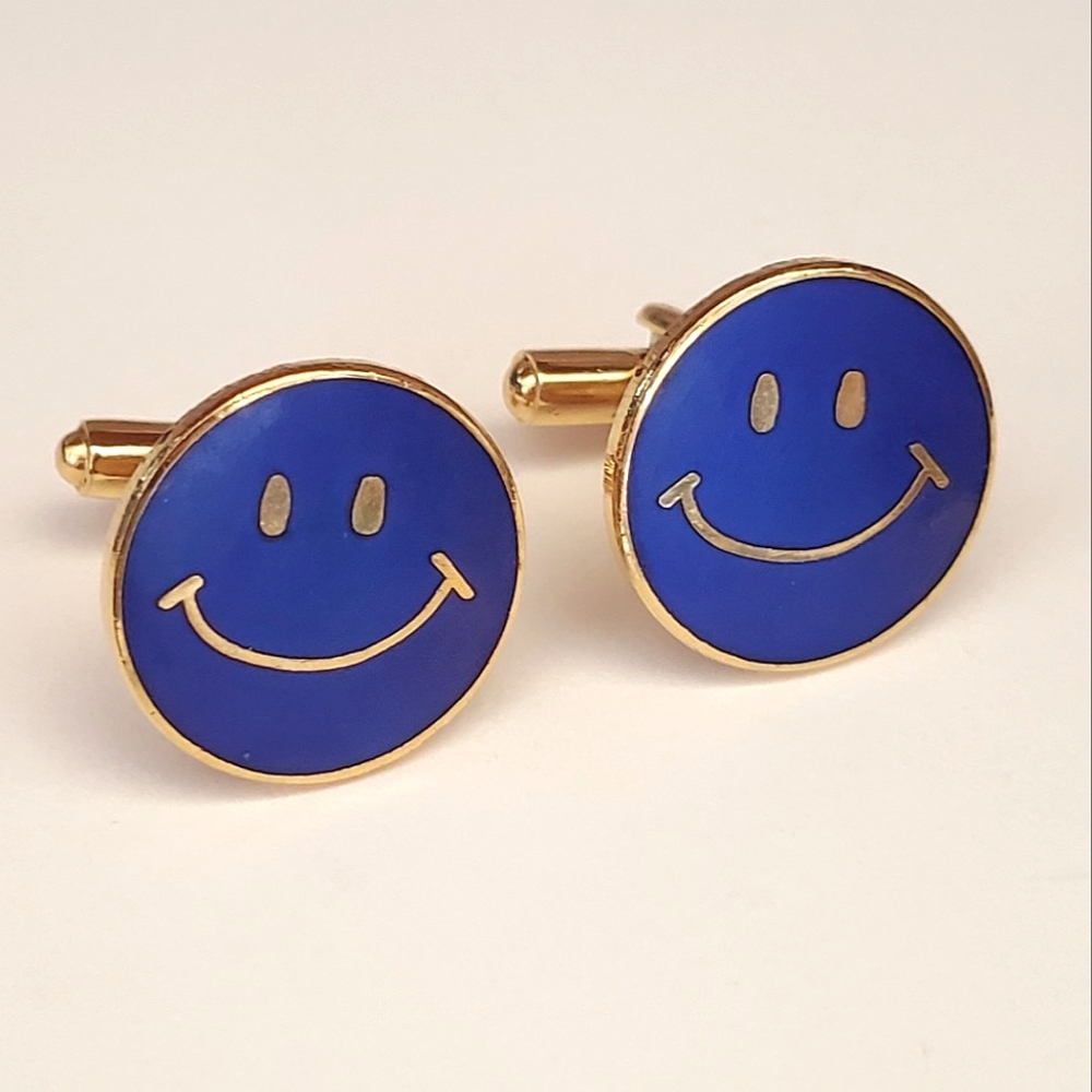 Smiley Face Enamel Cuff Links